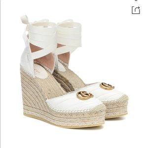 NEW double G leather espadrille wedges
